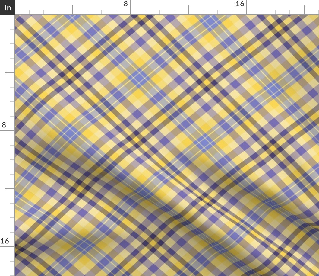 FNB1 - Large - Diagonal Lemon and Violet Tartan Plaid on the Diagonal