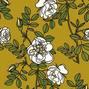 Climbing roses on ochre - small