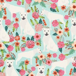staffordshire terrier dog fabric cute florals vintage flowers floral pet pets sweet smiling dogs white