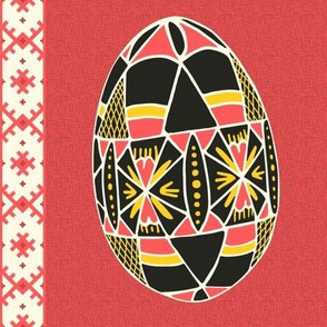 Pysanky Egg on "Linen" - Coral