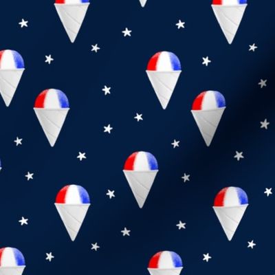 Red White and Blue snow cones - navy with stars - LAD19