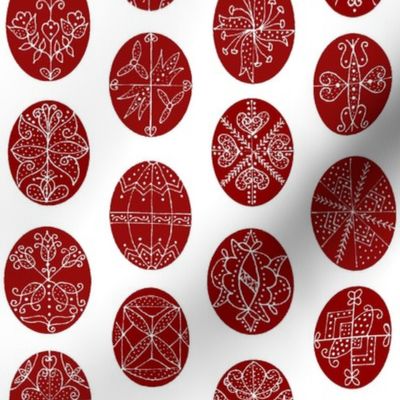 Hungarian Easter Eggs/Himes Tojas/Red and White Eggs