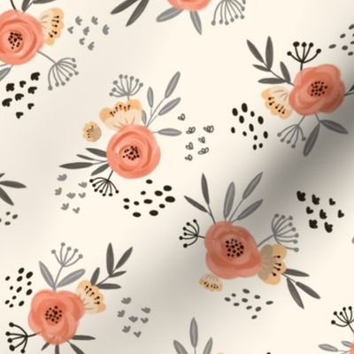 Floral Peach Garden-Light Beige