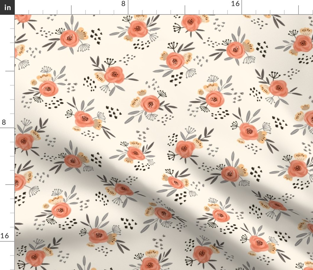 Floral Peach Garden-Light Beige