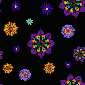 Black Geo Flowers