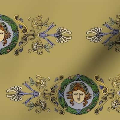 classical women with oak wreath 