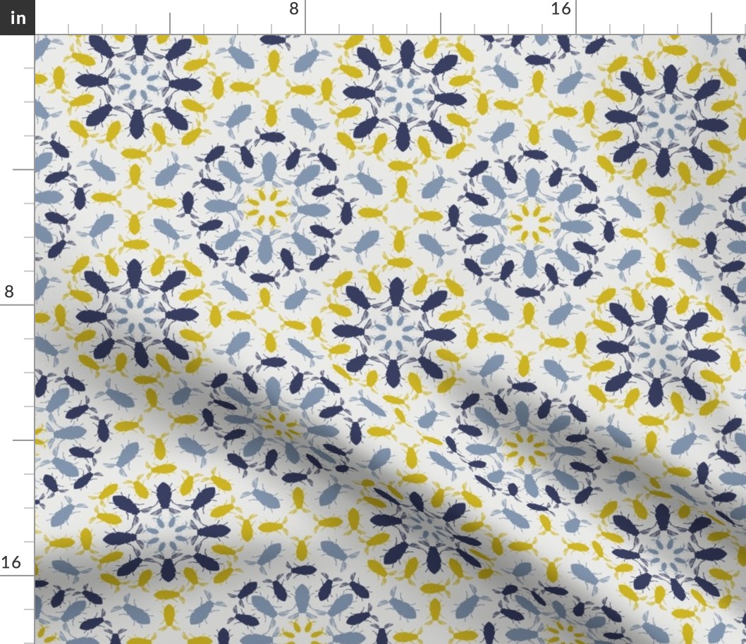 maroccan beetle tile blue and gold