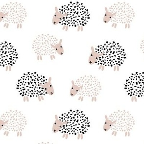 Scandinavian sweet sheep and goat illustration for kids gender neutral black and white
