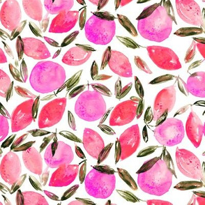 Pink orchard • watercolor citrus pattern