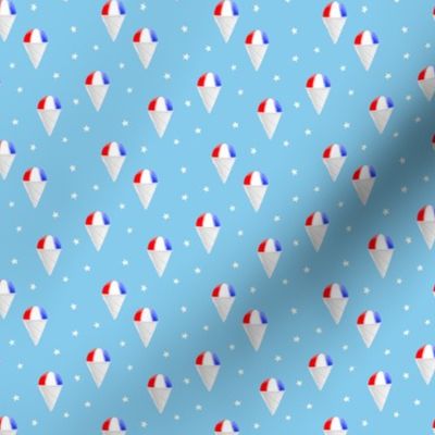  (small scale) Red White and Blue snow cones - light blue with stars - LAD19