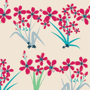 seamless floral pattern with lined up flowers