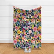 Autumn Blooms Florals // Navy (Giant Size)