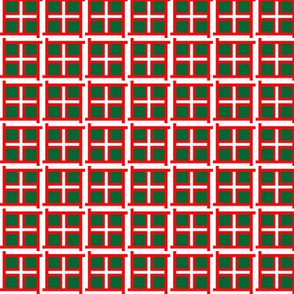 1 inch green with red and white grid