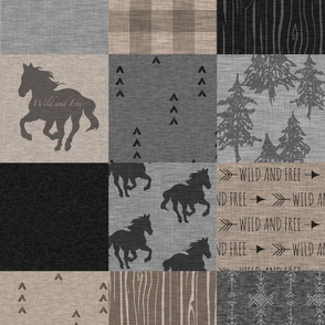 Wild Horses Patchwork - Black, Brown And grey