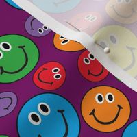 8" Rainbow Smiley Faces Pattern Purple