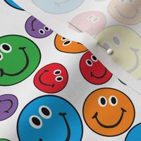 8" Rainbow Smiley Faces Pattern White