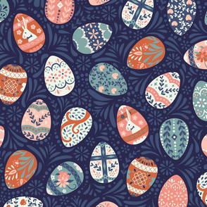 Ornate Easter Eggs in Blue + Pink