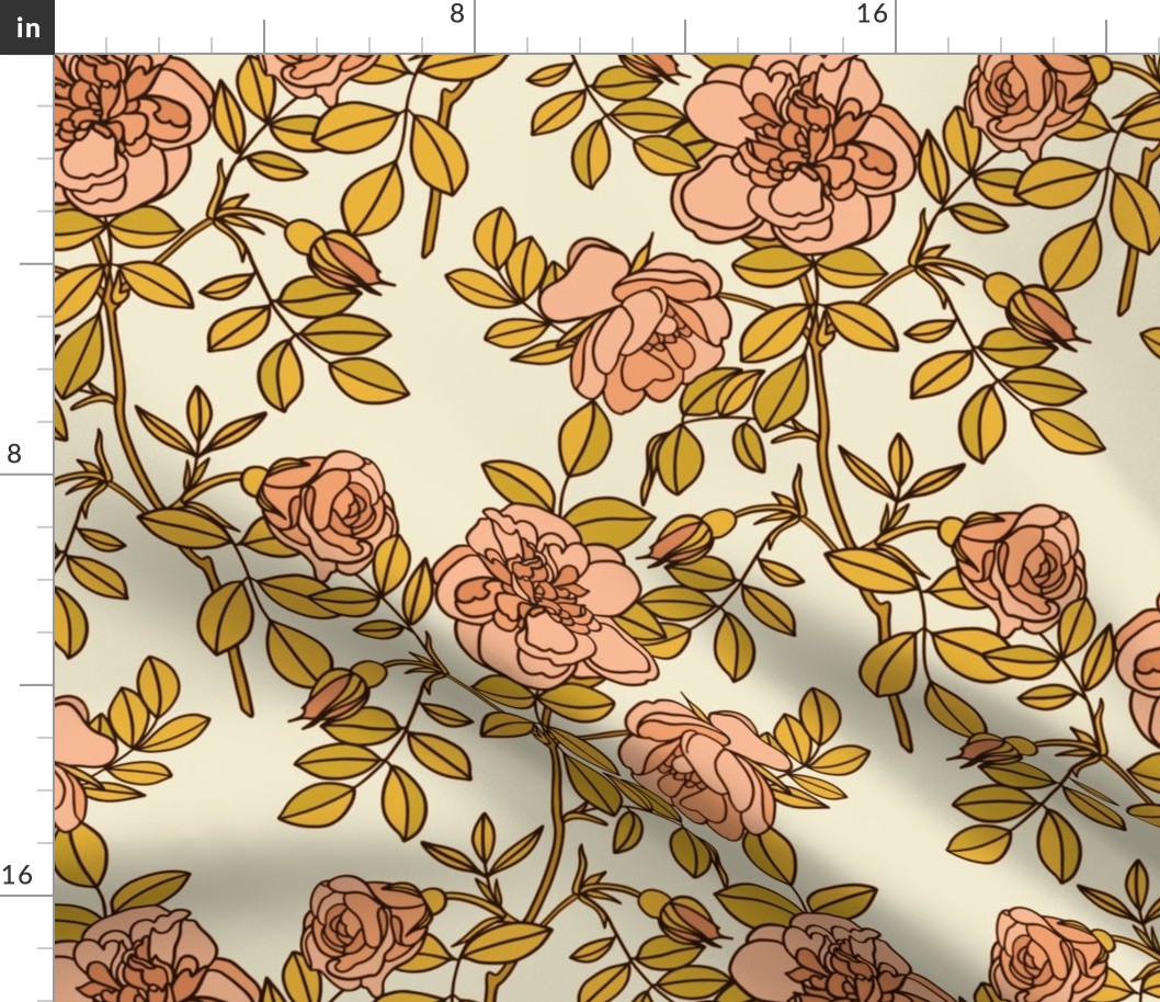 Climbing roses in pink and gold - small
