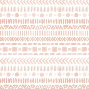 Blush Pink Geometric Shapes Doodle Stripes - Medium Scale