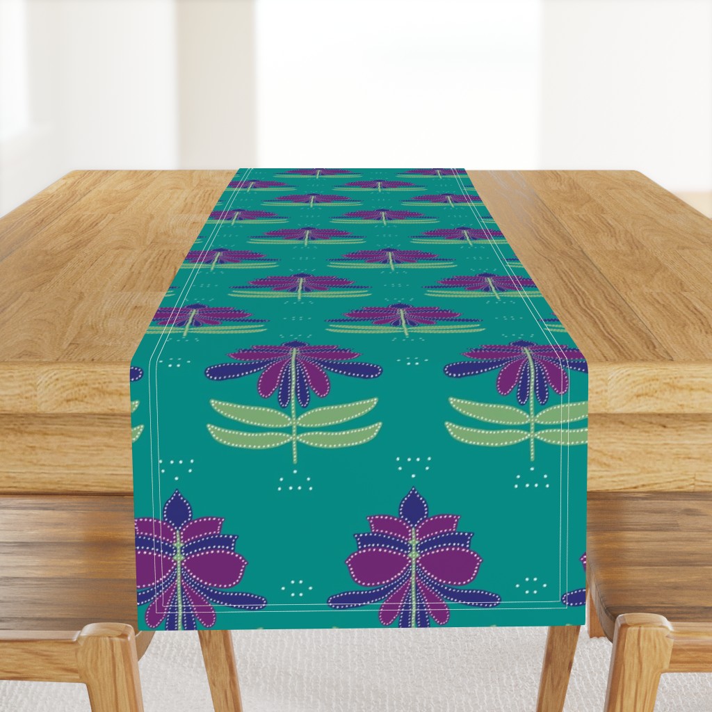 Floral Batik Teal (Large Scale)