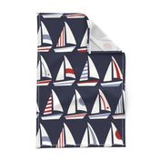 Big Sailboats and Triangles Red White Blue