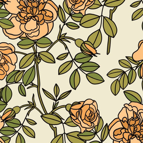 Climbing roses in peach