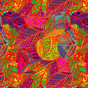 Decorative Leaves Rainbow Maximalism