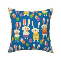 Easter Bunnies ~ on Blue