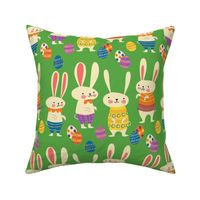 Easter Bunnies ~ on Green