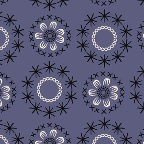 Folk Flowers ~ Darker Periwinkle Blue