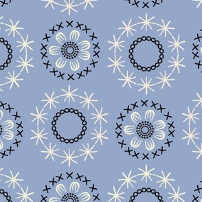 Folk Flowers ~ Light Perwinkle Blue