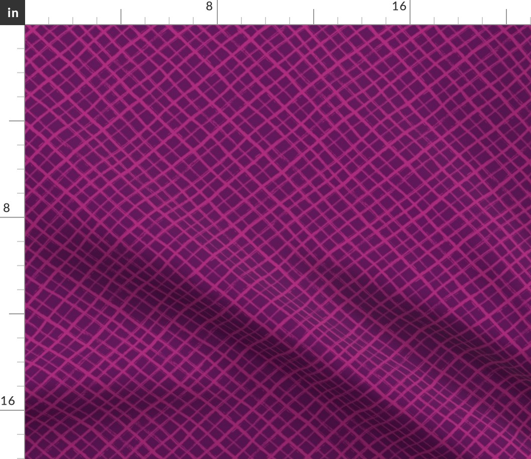 Diagonal Check Hand Drawn Lines / Purple