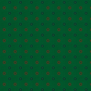 1 inch grunge green with navy red and white dots and circles