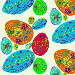 Decorated Eggs on Icy Mint - Large Scale