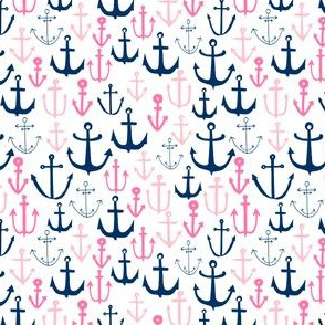 SMALL - anchor fabric // nautical ocean fabric nursery baby design - pink
