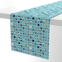 adopt don't shop cat fabric - rescue cat fabric , cat adoption fabric, cats - light blue