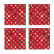 adopt don't shop cat fabric - rescue cat fabric , cat adoption fabric, cats -red