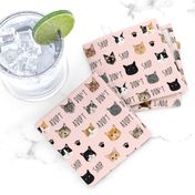 adopt don't shop cat fabric - rescue cat fabric , cat adoption fabric, cats - pink