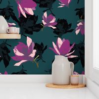 Moody Magnolia Teal Background