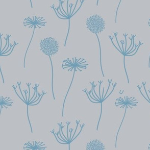 Abstract Floral in Blue on Beige