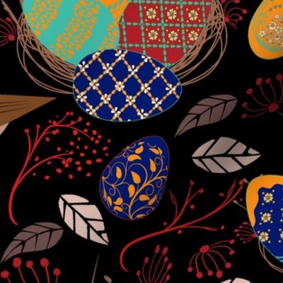 Nest of Pysanky Easter Eggs Nightingales and Swallows- Regular Scale