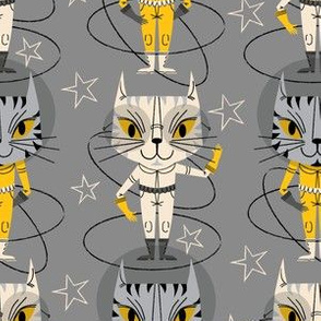 Space Kittens (Smaller scale) ~ Grey, yellow, and cream