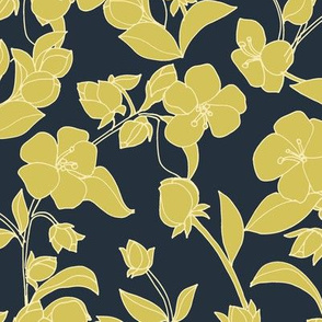 Hand Drawn Blossoms in Yellow