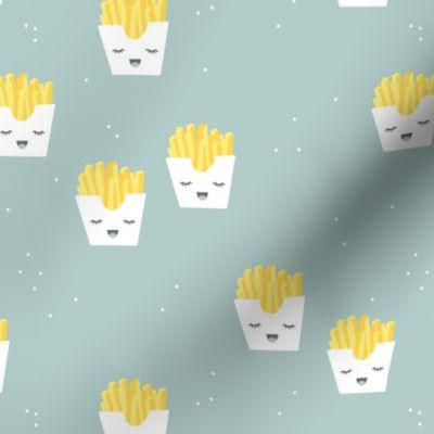Cute kawaii fries fun japanese food design kids mint boys