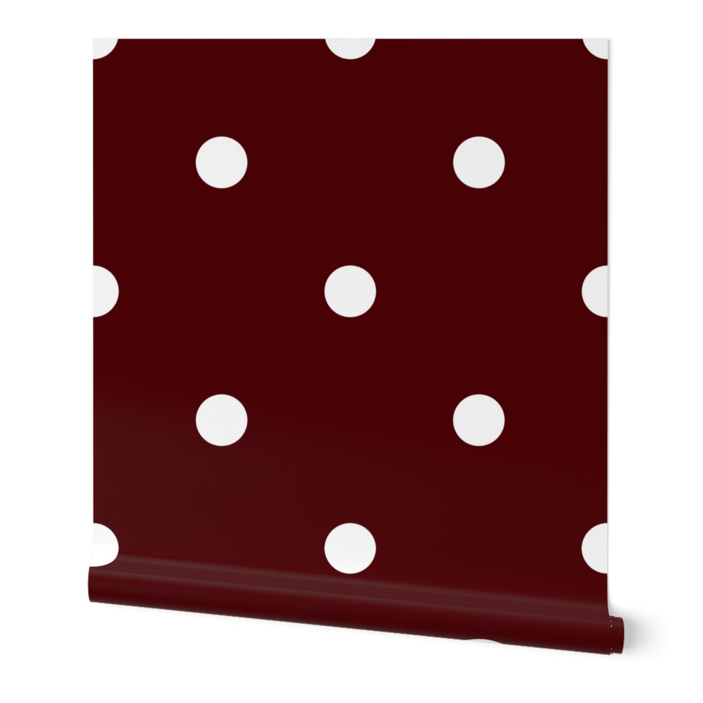 Polka Dotties // White on Maroon Red