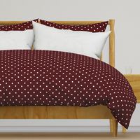 Polka Dotties // White on Maroon Red