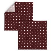 Polka Dotties // White on Maroon Red