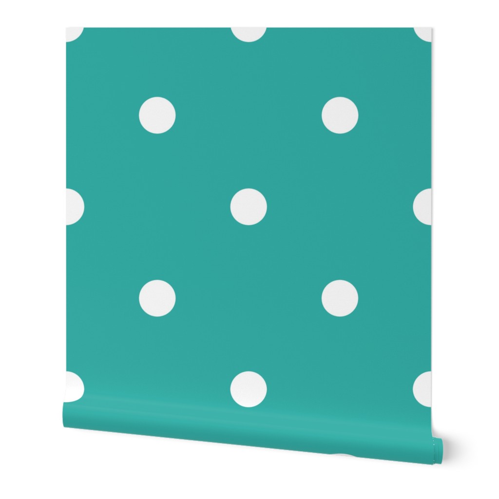 Polka Dotties // White on Caribbean Blue