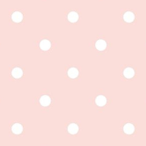 Polka Dotties // White on Light Peachy Pink