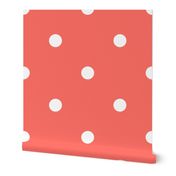 Polka Dotties // White on Living Coral